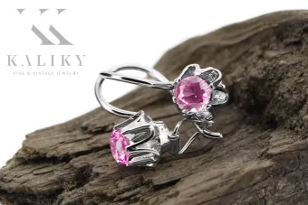 Plata de ley 925 925 Amethyst pendientes vec013s Ruso Soviético URSS Estilo vintage Art Deco style
